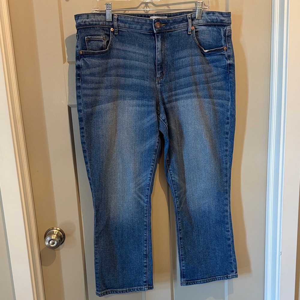 Ann Taylor Loft Women's Curvy Kick Crop Blue Jeans Size 14/32